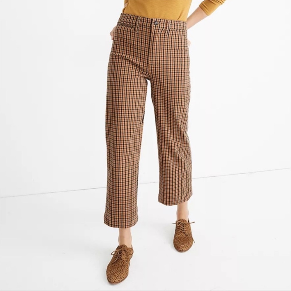 Madewell Slim Emmett Wide-Leg Crop Pants in Check Sz 28